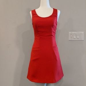 Express red cross low back dress with pockets